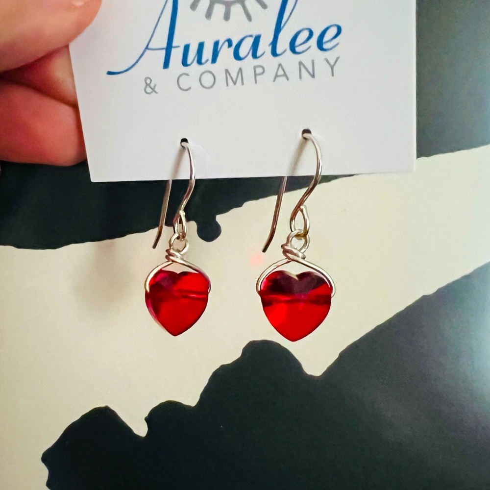 Red Swarovski Crystal Heart Earrings